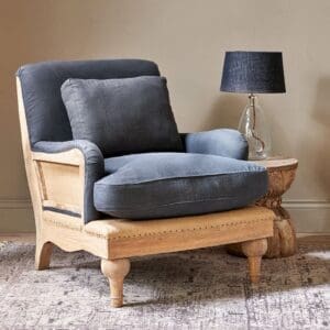 Nkuku Abe Deconstructed Linen Armchair | Chairs Stools & Benches | Black & Brown | 90 x 80 x 90 cm