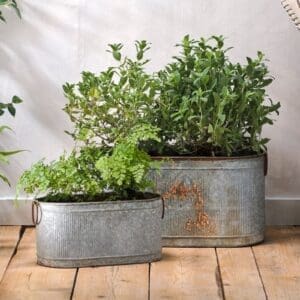 Nkuku Akasa Trough Planter | Vases & Planters | Zinc | Small