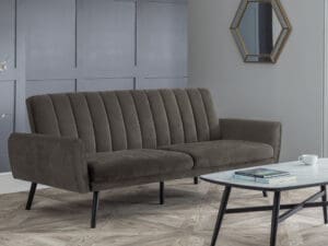 Afina - 2 Seater Sofa Bed - Grey - Velvet - Happy Beds