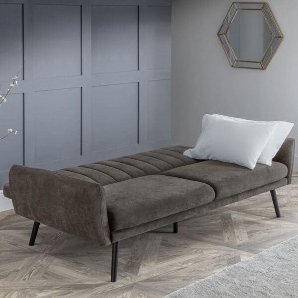 Afina 2 Seater Sofa Bed Grey Velvet Happy Beds 4