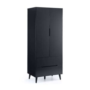 Alicia - 2 Door Combination Wardrobe - Grey - Wooden - Happy Beds