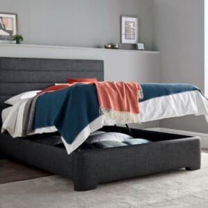 Appleby - Double - Ottoman Storage Bed - Dark Grey - Fabric - 4ft6 - Happy Beds