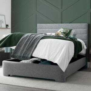 Appleby - Double - Ottoman Storage Bed - Light Grey - Fabric - 4ft6 - Happy Beds