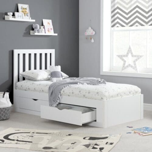 Appleby - Single - 4 Drawer Storage Bed - White - Wood - 3ft - Happy Beds