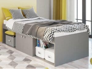 Arctic - Single - Kids Low Sleeper Storage Bed - Grey - Wood - 3ft - Happy Beds