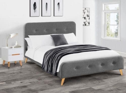 Astrid - King Size - Grey - Fabric - 5ft - Happy Beds