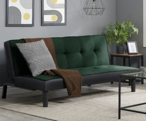 Aurora - 2 Seater Sofa Bed - Green -Velvet - Happy Beds