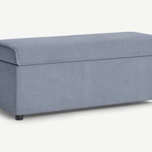 Bahra - Fabric Storage Bench - Washed Blue - Fabric - Happy Beds