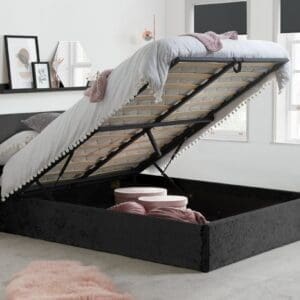 Berlin - Small Double - Ottoman Storage Bed - Black - Crushed Velvet - Small Double -Happy Beds