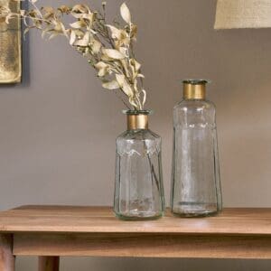 Nkuku Chara Hammered Bottle | Vases & Planters | Clear | Large 23 x 9 cm (Diameter)