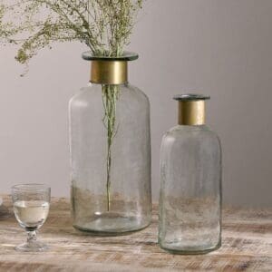 Nkuku Chara Hammered Bottle | Vases & Planters | Clear | Small 31.5 x 12 cm (Diameter)