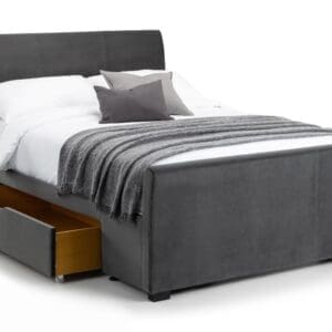 Capri - Double - 2 Drawer Storage Bed - Dark Grey - Velvet - 4ft6 - Happy Beds