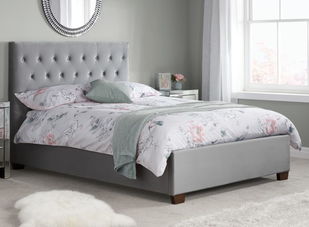 Cologne - Double - Grey - Low Foot-End - Fabric - 4ft6 - Happy Beds