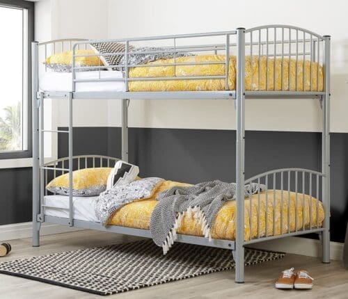 Corfu - Single - Kids Silver Finish Metal Bunk Bed Frame - Single - Happy Beds