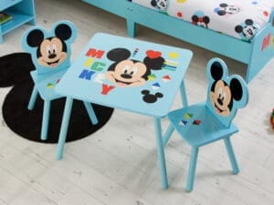 Disney - Mickey Mouse - Table/2 Chairs - Blue - Wooden - Happy Beds