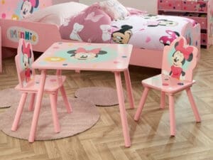 Disney - Minnie Mouse - Table/2 Chairs - Pink - Wooden - Happy Beds