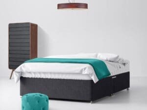 Double - Divan Bed - Dark Grey - Charcoal - Fabric - 4ft6 - Happy Beds