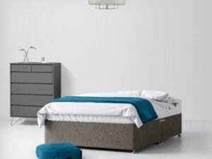 Double - Divan Bed - With Storage - Dark Grey - Fabric - 4ft6 - Happy Beds