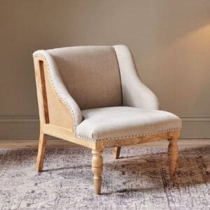 Nkuku Elbu Deconstructed Linen Armchair | Chairs Stools & Benches | Cream | 75 x 60 x 66 cm