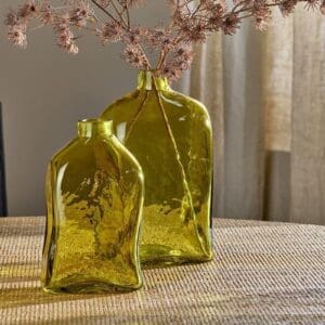 Nkuku Ellam Recycled Glass Bottle Vase | Vases & Planters | Olive Green | Large