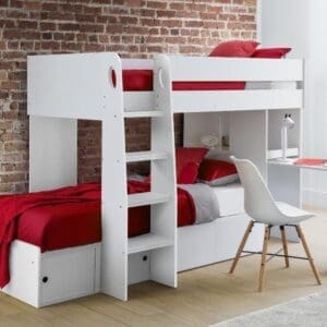 Eclipse - Single - Kids Bunk Bed - Storage - White - Wood - 3ft - Happy Beds