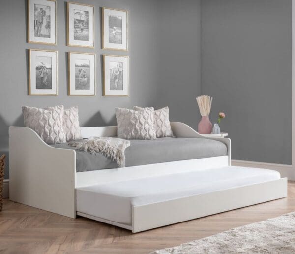Elba - Single - Day Bed - Guest Bed Trundle - White - Wooden - 3ft - Happy Beds