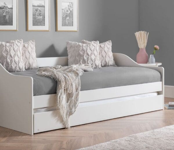 Elba Single Day Bed Guest Bed Trundle White Wooden 3ft Happy Beds 7