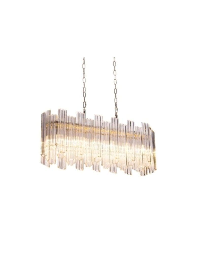 Elegant Nickel Long Chandelier