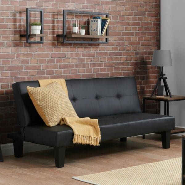 Franklin Sofa Bed Black Faux Leather Happy Beds 2