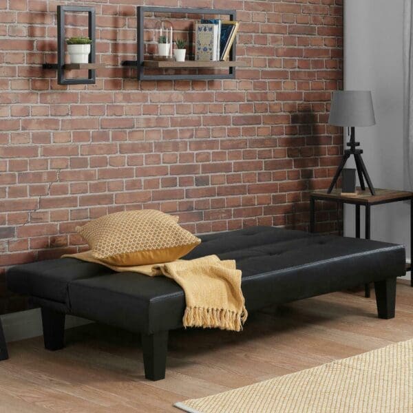 Franklin Sofa Bed Black Faux Leather Happy Beds 3