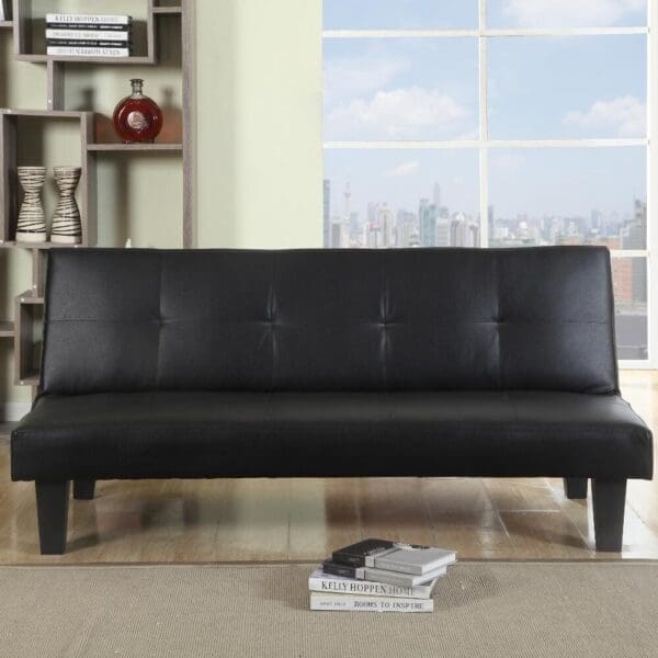 Franklin Sofa Bed Black Faux Leather Happy Beds 4