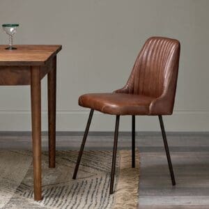 Nkuku Harsha Leather Dining Chair | Chairs Stools & Benches | Chocolate Brown