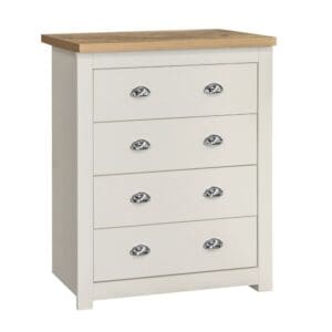 Highgate - 4 Drawer Chest - Cream/Oak - Wooden - Happy Beds