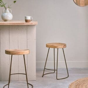 Nkuku Loko Mango Wood Dining Stool | Chairs Dining Stools & Benches | Mango Wood/Rust | Short 60 x 38.5 x 28 cm