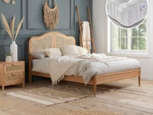 Leonie Rattan Oak Bed with Signature 3000 Mattress Included - 6FT Super King