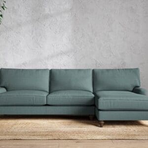 Nkuku Marri Right Hand Chaise Sofa | Make To Order | Grand | Recycled Cotton Airforce