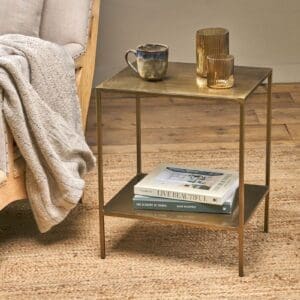 Nkuku Mahi Side Table | Tables | Gold | 55 x 46 x 36 cm