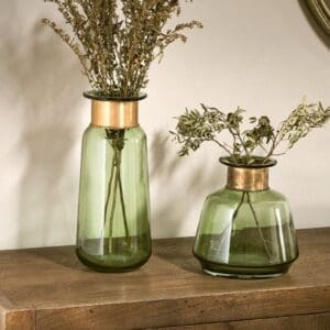 Nkuku Miza Glass Vase | Vases & Planters | Green | Small 20.5 x 19 cm (Diameter)