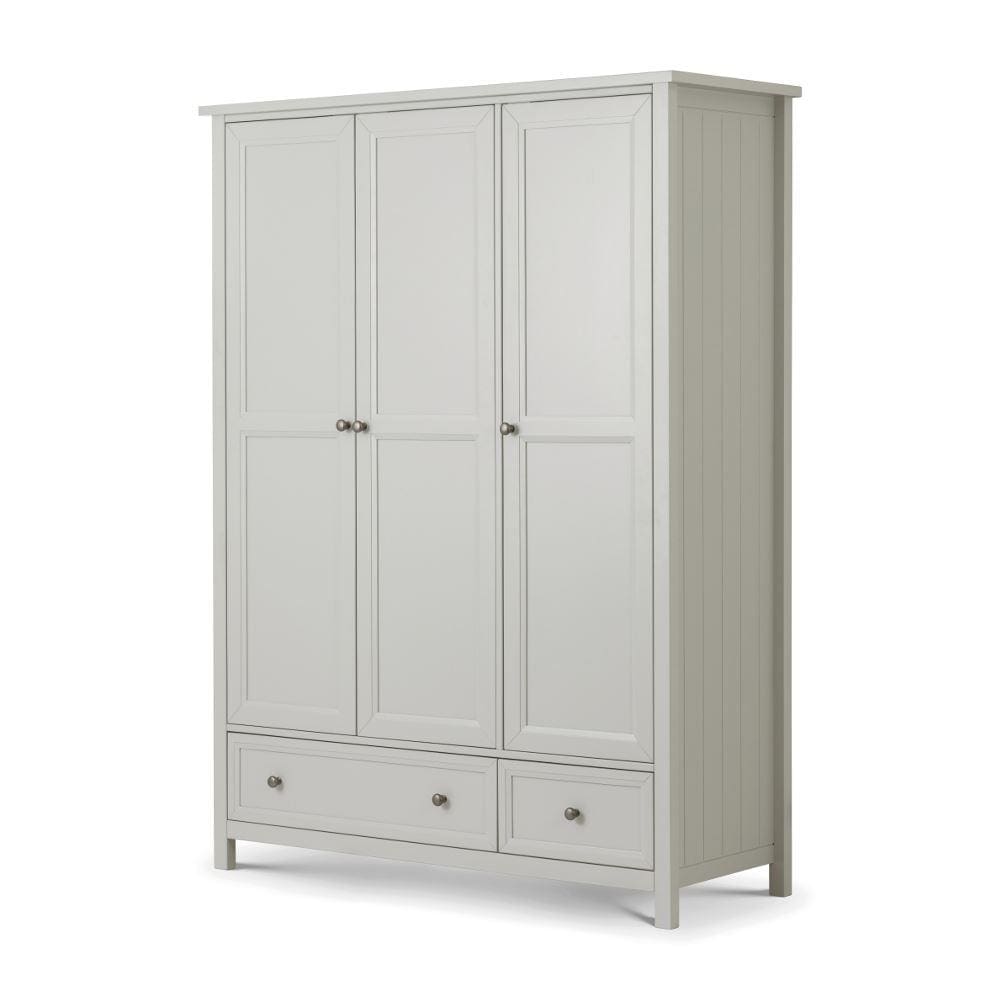 Maine - 3 Door Combination Wardrobe - Dove Grey - Wooden - Happy Beds