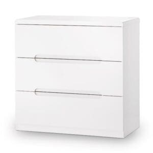 Manhattan - Gloss 3 Drawer Chest - White - Wooden - Happy Beds