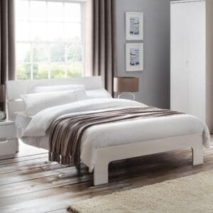 Manhattan - Double White Gloss Wooden Bed Frame - 4ft6 - - Happy Beds