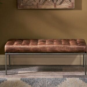 Nkuku Nasan Leather Upholstered Bench | Chairs Stools & Benches | Brown