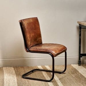 Nkuku Narwana Leather Desk Chair | Chairs Stools & Benches | Black & Brown | 91 x 51 x 57 cm