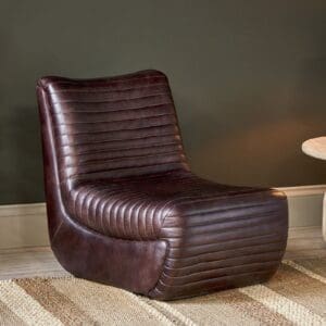 Nkuku Navya Ribbed Leather Dining Chair | Dining Chairs Stools & Benches | Dark Brown