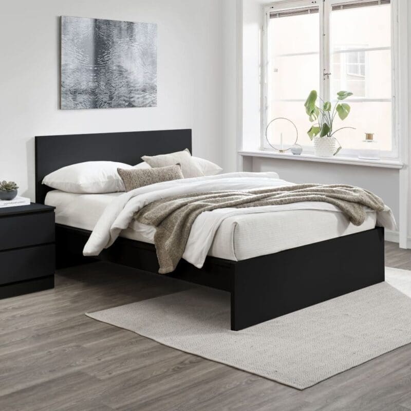 Oslo - Double - Low Foot-End Bed - Black - Wooden - 4ft6 - Happy Beds