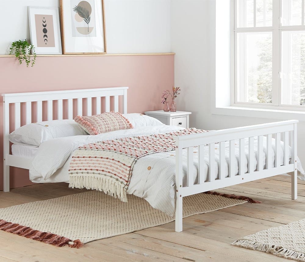 Oxford - Single - Low Foot End Bed - White - Wooden - 3ft - Happy Beds