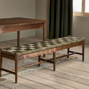 Nkuku Raunak Acacia Woven Bench | Chairs Stools & Benches | Washed Walnut | Large