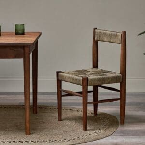 Nkuku Raunak Acacia Woven Dining Chair | Chairs Stools & Benches | Washed Walnut