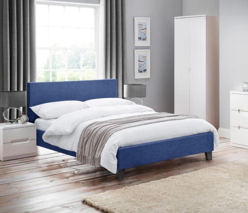 Rialto - Single - Blue - Fabric - Low Foot-End Bed - 3ft - Happy Beds