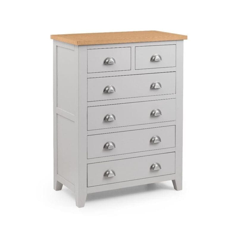 Richmond - 4+2 Drawer Chest - Grey/Oak - Wooden - Happy Beds